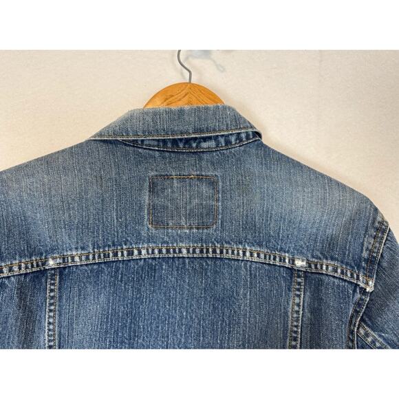 Levi's Standard Trucker Jacket Men Small Blue Denim Jean Collared Logo 70507 - Picture 9 of 13